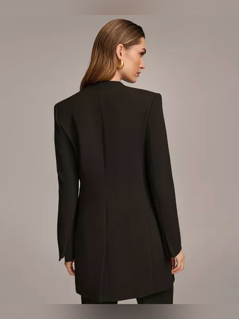 NWT!!! Donna Karan Black Longline Tailored Blazer with Gold Accent Size 12 - Picture 2 of 11